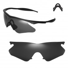  Walleva Black Replacement Lenses With Black Nosepad for Oakley M Frame Heater Sunglasses